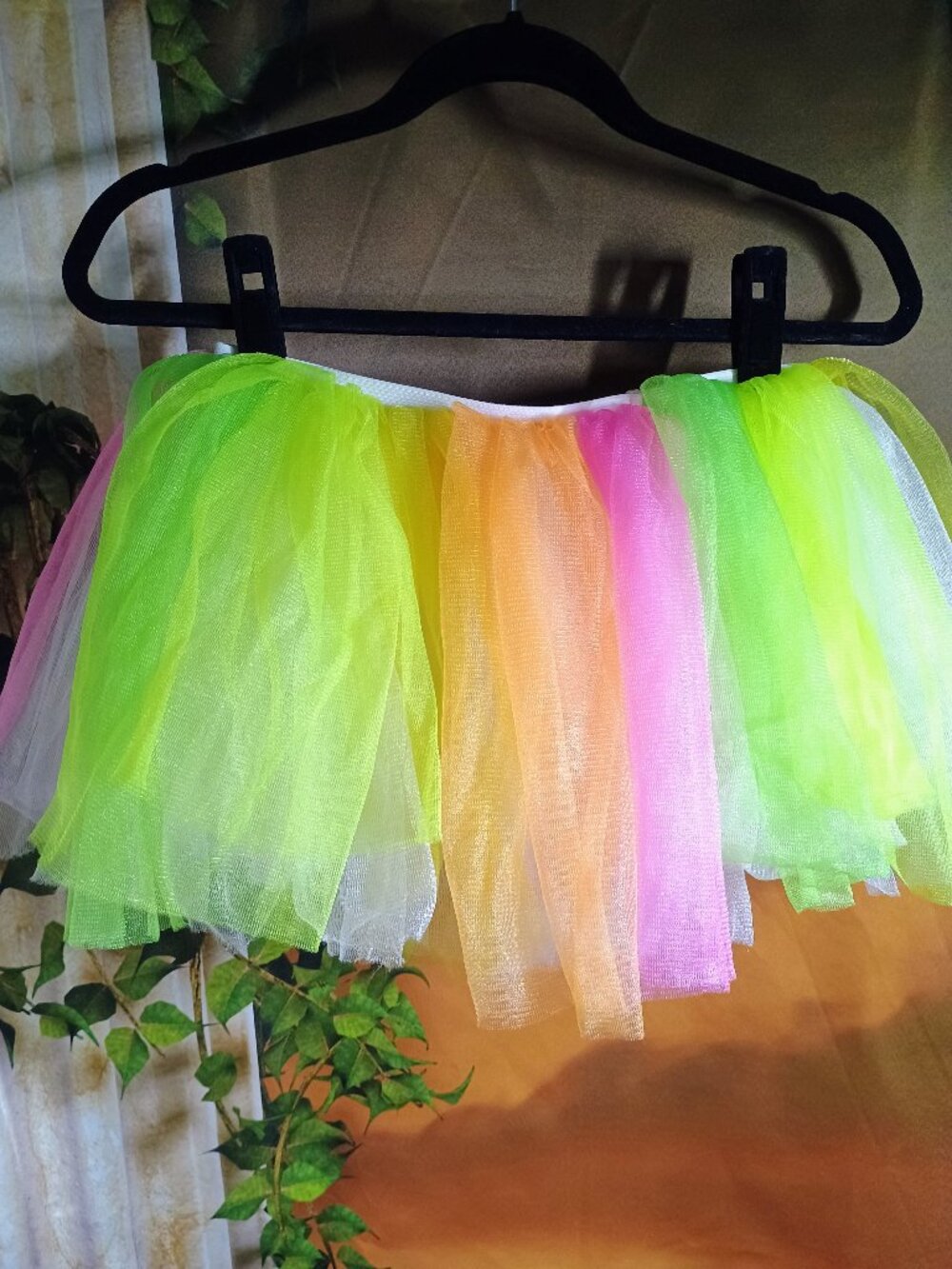 EUC Amscan Neon Rainbow Tulle Tutu Skirt One Size Festival Rave 11"